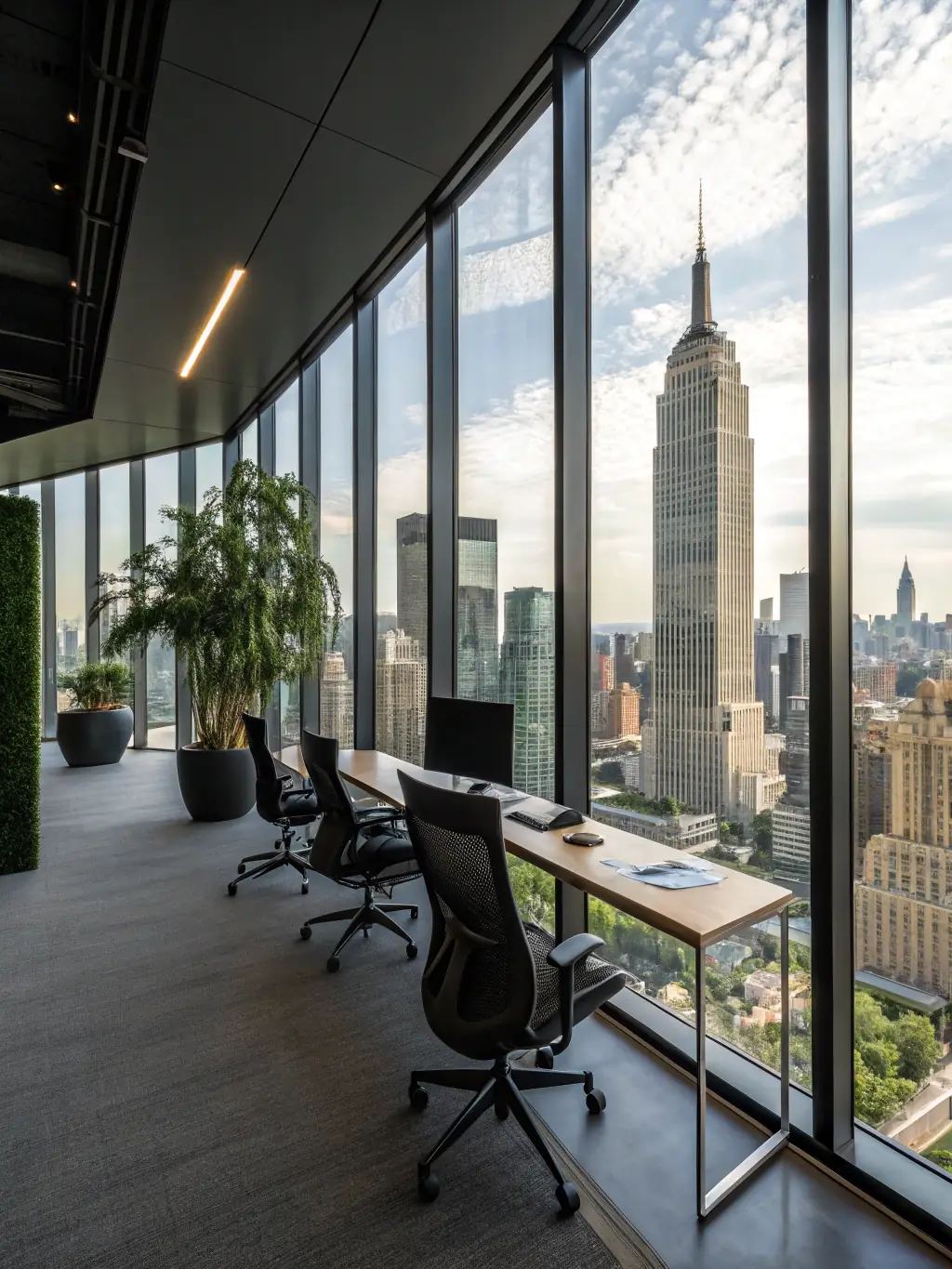 An elegant image of a luxurious office overlooking a city skyline, emphasizing exclusivity and sophistication, used to represent Lexum House of Law's Wealth Structuring service.